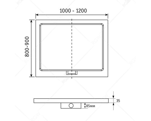 Душевой поддон прямоугольный RGW GWS-21 белый литьевой мрамор cерия GWS (90*120*3,5) 03150292-01