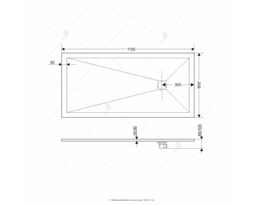 Душевой поддон прямоугольный RGW ST-G графит \ серый искусственный камень cерия Stone Tray (80*110*2,5) 16152811-02
