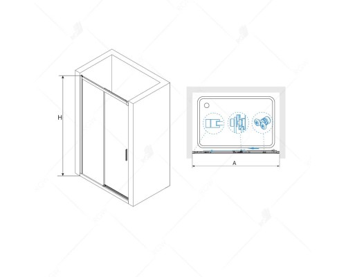  Раздвижная душевая дверь RGW LE-12 120*195 прозрачное стекло 6 мм 34121212-11
