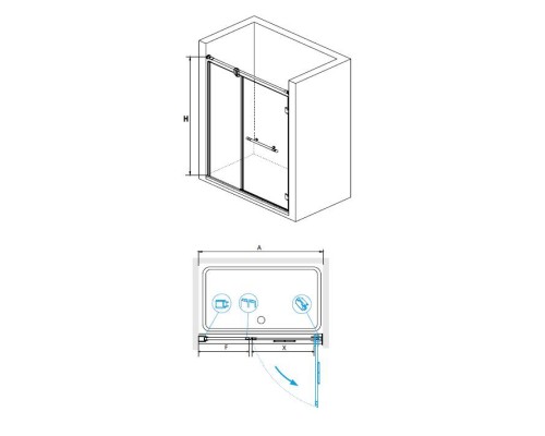 Распашная душевая дверь RGW VI-01 прозрачное стекло 8 мм цвет профиля Белый арт.02040110-18