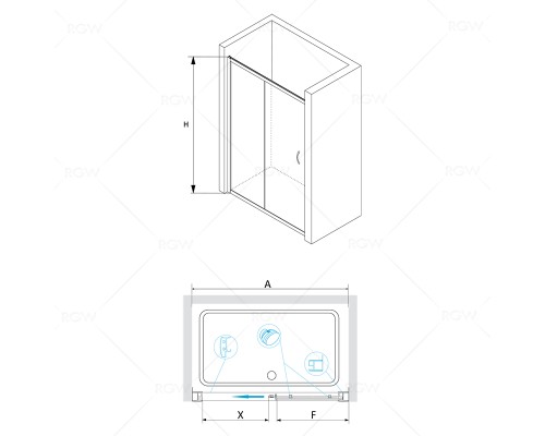  Раздвижная душевая дверь RGW PA-016 170*195 прозрачное стекло 6 мм 350801617-11