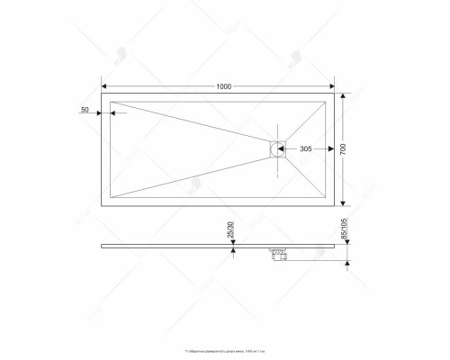 Душевой поддон прямоугольный RGW ST-W белый искусственный камень cерия Stone Tray (70*160*2,5) 16152716-01