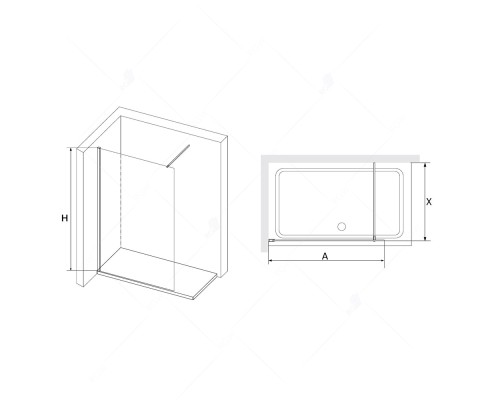 Душевая перегородка RGW WA-010 неподвижное Walk In cтекло прозрачное,8 мм 100*195 xром арт.351001010-11