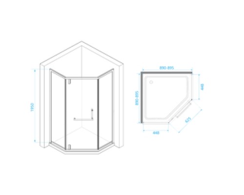 Душевой уголок, трапеция RGW HO-084 прозрачное cтекло цвет профиля 8 мм 350608499-11