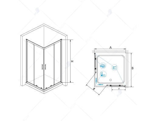 Душевой уголок RGW HO-31 80х80 Прозрачное cтекло цвет профиля 8 мм 03063188-11