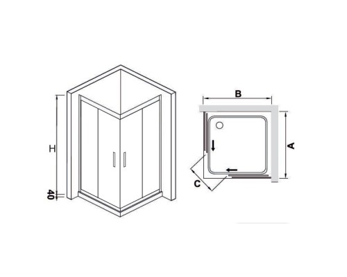 Распашная душевая дверь  RGW HO-311 (HO-31 + Z-41) прозрачное cтекло цвет профиля 8 мм 030631122-11
