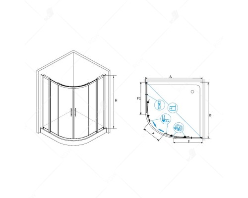 Душевой уголок RGW HO-512 030651211-11 110x110x195 см четверть круга дверь раздвижная стекло прозрачное хром