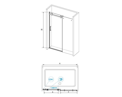 Раздвижная душевая дверь RGW TO-14 прозрачное стекло 8 мм цвет профиля хром арт.02071412-11