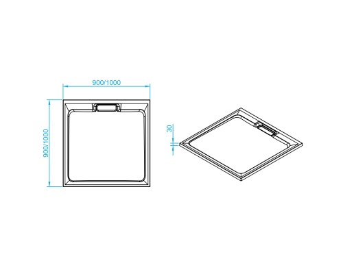 Душевой поддон квадратный RGW STA-01W белый искусственный камень cерия STA (90*90*3,5) 16330199-01