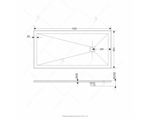 Душевой поддон прямоугольный RGW ST-Co Бетонискуственный камень RGW ST-0108Co ( 80*100*2,5) см/ 16152810-10