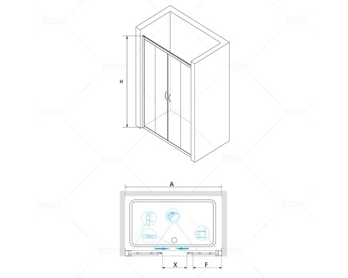 Раздвижная душевая дверь RGW PA-11 прозрачное стекло 6 мм цвет профиля хром арт.01081112-11