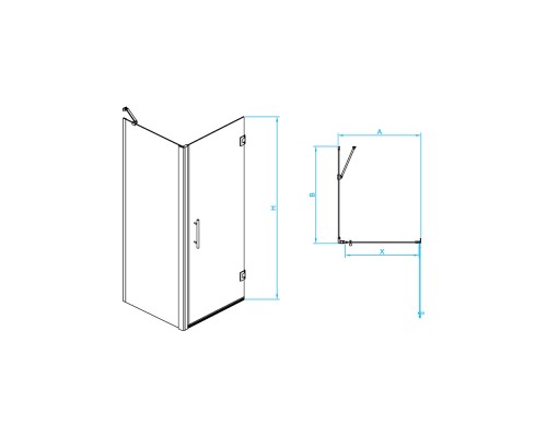 Душевой уголок RGW PA-36-B (PA-06B+Z-050-2B+держ) 90* 90*195 cтекло прозрачное 6 мм цвет профиля чёрный арт.41083699-014