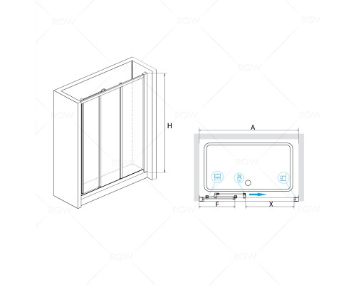 Раздвижная душевая дверь RGW CL-11 прозрачное стекло 4 мм цвет профиля хром арт.04091140-11