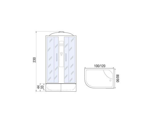 Душевая кабина River DESNA XL 120/90/44 MT R 120х90 матовое стекло, профиль хром матовый, правая