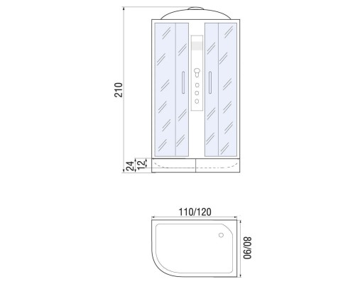 Душевая кабина River DUNAY 120/90/24 TH R 120х90 тонированное стекло, профиль хром матовый, правая