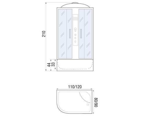 Душевая кабина River DUNAY 120/80/44 MT R 120х80 120х80 матовое стекло, профиль хром матовый, правая