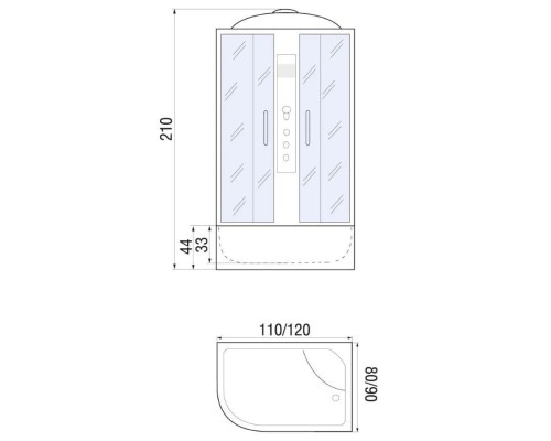 Душевая кабина River DUNAY 120/80/44 TH R 120х80 тонированное стекло, профиль хром матовый, правая